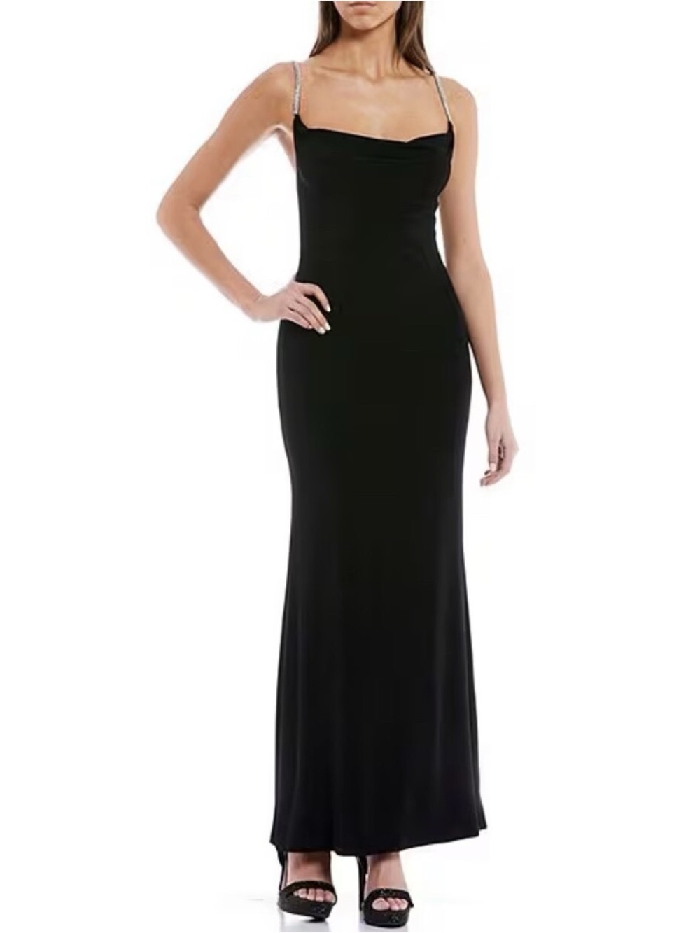 NWT INC Jeannie Mai X INC Satin Maxi Dress w/ Rhinestone Straps Plus Size 16